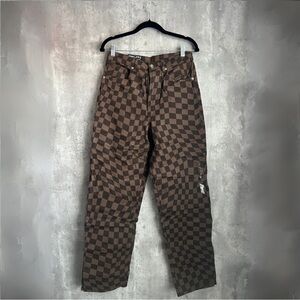NWT H&M Brown Checker Print Pants Women’s Size 6
